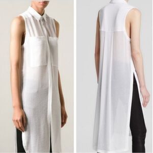 Helmut Lang Swift Sleeveless Tunic – Optic White Button-Down, Size S